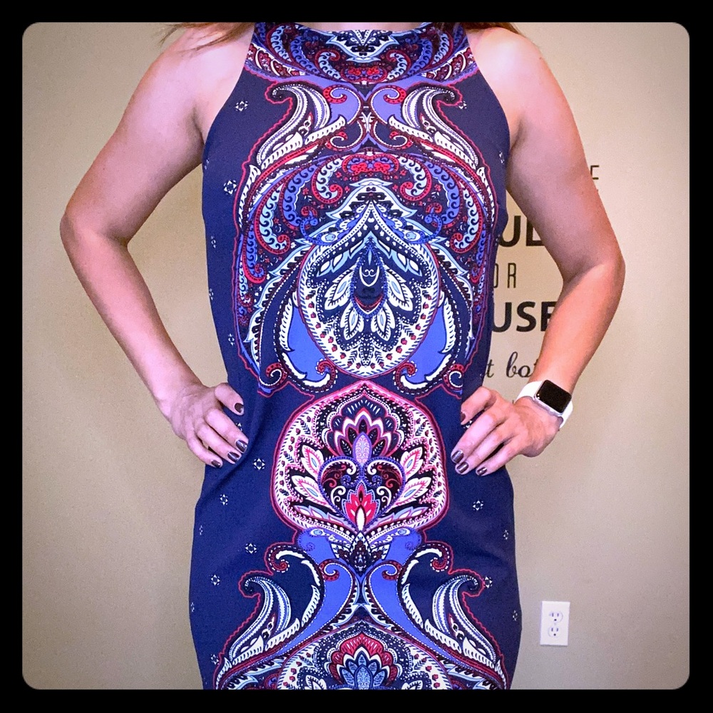 Navy fitted tank dress. Small